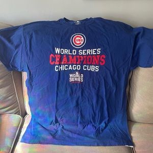 Chicago Cubs Shirt Men XL Blue 2016 World  Series Champions Short Sleeve